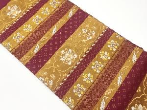 横段に青海波・草花模様織出し名古屋帯